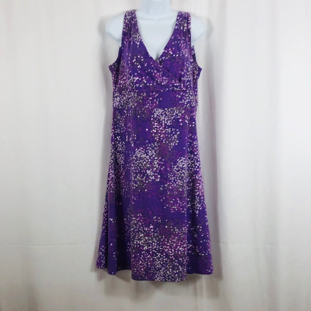 Eddie Bauer faux wrap sleeveless knit dress LP